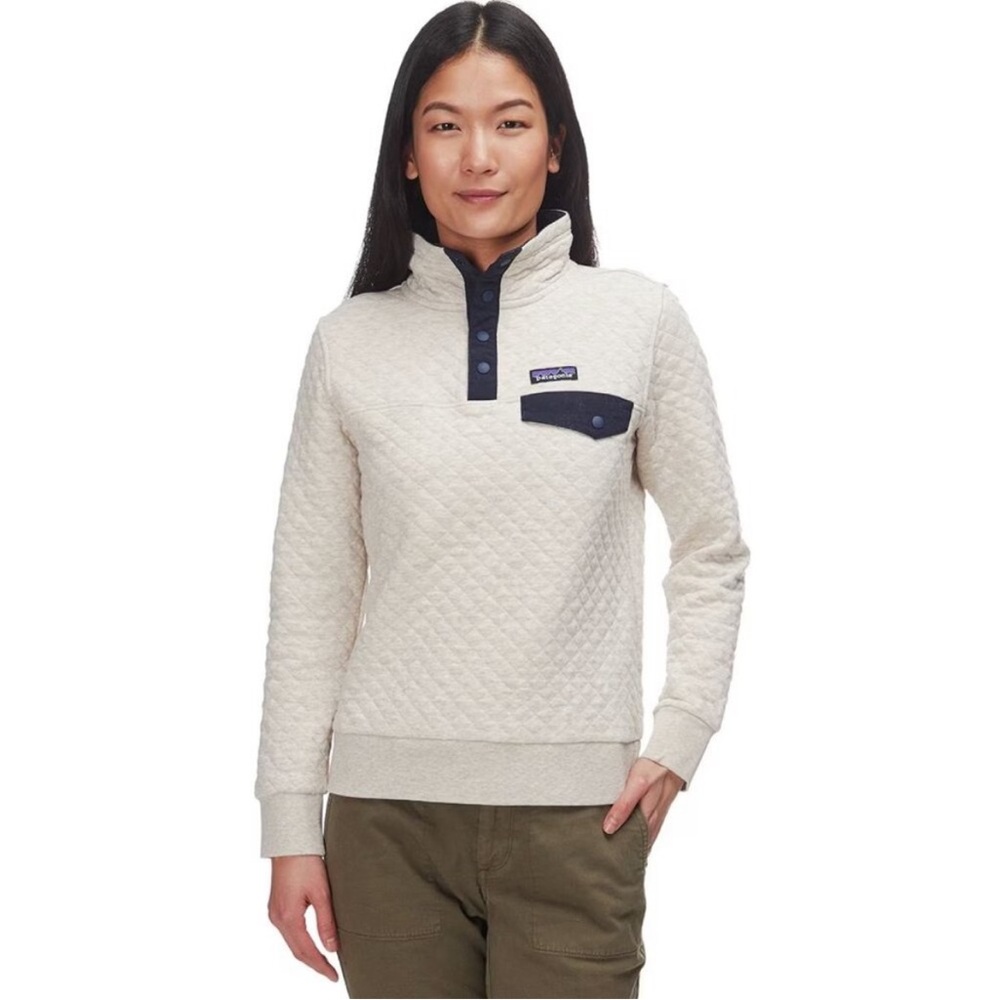COPY - Patagonia Organic Cotton, Quilted Snap-T Pullover/Sweatshirt, Birch Grey…
